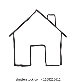 Doodle house icon outline. Vector illustration