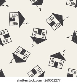 doodle house seamless pattern background