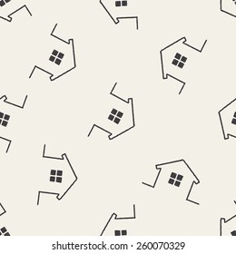 doodle house seamless pattern background