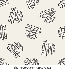 doodle house seamless pattern background
