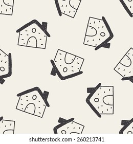doodle house seamless pattern background