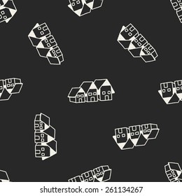 Doodle House seamless pattern background