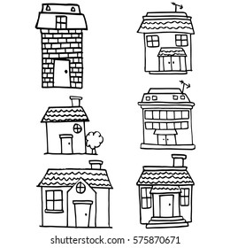 Doodle of house set various vector