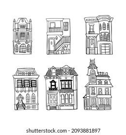 Doodle Houses Set Vector Illustration Cartoon Stock Vector (Royalty ...