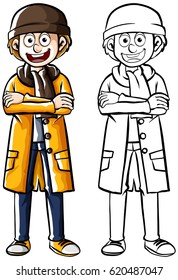 Doodle menschlichen Charakter für den Menschen im Winter Kleidungsgrafik
