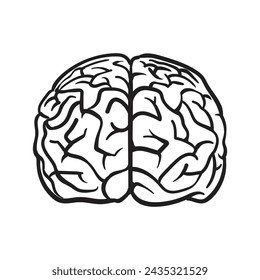 doodle human front brain Outline design,simple graphic,illustration vector
