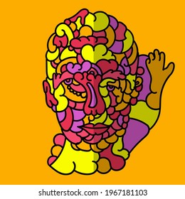 Doodle cabeza humana como cerebro, pintura manual para necesidades de salud. Ilustración del vector