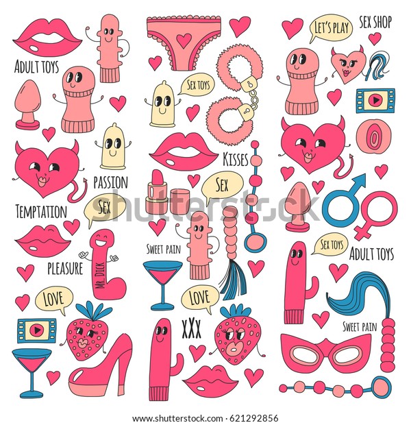 Sex Video Really Line - Doodle Humorous Vector Sextoys Sex Shop Stock Vector (Royalty Free ...