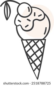 Doodle Ice Cream Cone Vector Illustration