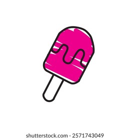 Doodle ice cream, hand drawn ice cream image. Vector illustration.