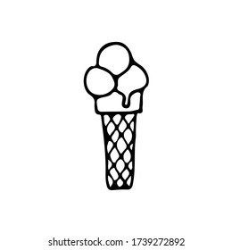 Doodle ice cream icon in vector. Hand drawn ice cream icon in vector.