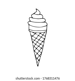 Doodle ice cream icon in vector. Hand drawn ice cream icon in vector.