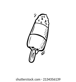 Doodle ice cream illustration. Hand drawn summer icon