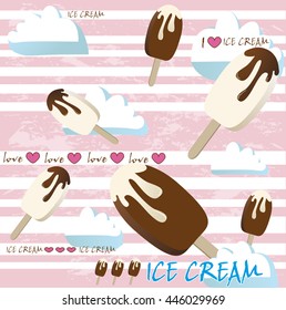 Doodle Ice cream seamless background