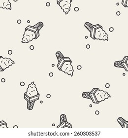doodle ice cream seamless pattern background