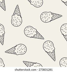 doodle ice cream seamless pattern background