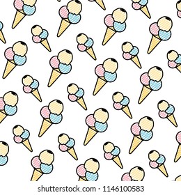 doodle ice cream with three balls background
