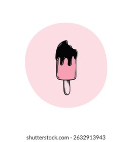 Doodle ice cream vector illustration. Popsicle.
