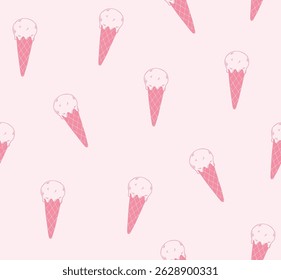 Doodle ice cream vector seamless pattern. 