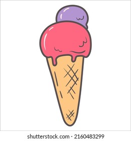 Helado de garganta en gofre