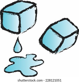 doodle ice cube vector