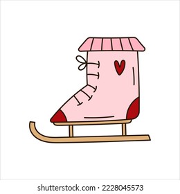 Doodle ice skate boot, pink color girlish element 