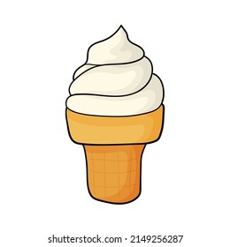 Doodle ice-cream. Design sketch element for menu cafe, bistro, gelateria, restaurant, label and packaging. Vector isolated colorful illustration.