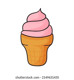Doodle ice-cream. Design sketch element for menu cafe, bistro, gelateria, restaurant, label and packaging. Vector isolated colorful illustration.