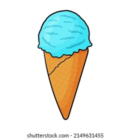 Doodle ice-cream. Design sketch element for menu cafe, bistro, gelateria, restaurant, label and packaging. Vector isolated colorful illustration.