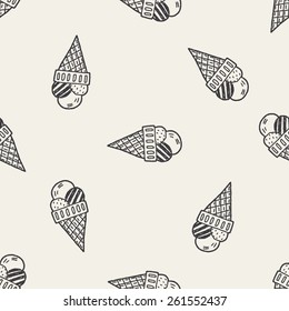 Doodle Icecream seamless pattern background