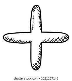 
Doodle icon addition. Plus sign
