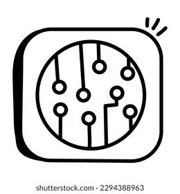 Doodle icon of ai network, editable design 
