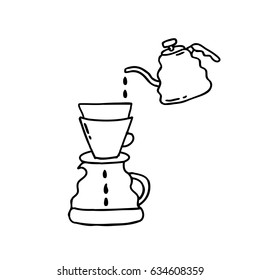 doodle icon. alternative coffee maker. device for brewing coffee