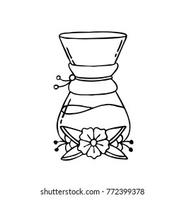 doodle icon. alternative coffee maker. device for brewing coffee. illustration traditional tattoo flash