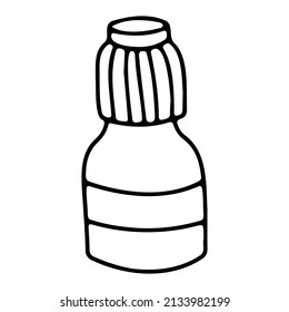 Doodle icon ampoules of a medicinal product, bottle, bottle, injections, medicines, simple icons for banner design