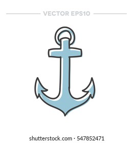 Doodle Icon. Anchor. Vector Illustration