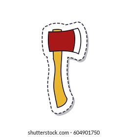 doodle icon. axe, sticker. isolated on white background. vector illustration