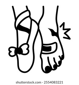 A doodle icon of ballerina foot injury 

