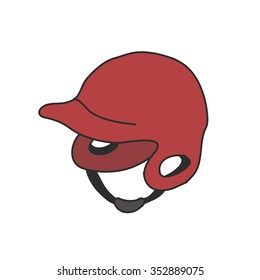 doodle icon. baseball helmet. vector illustration