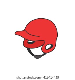 doodle icon. baseball helmet. vector illustration