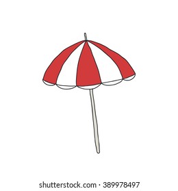 doodle icon. beach umbrella. vector illustration