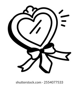 A doodle icon of a beautiful hand mirror 

