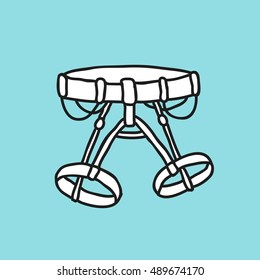 doodle icon. belay belt for rock climbing (climbing insurance). vector illustration