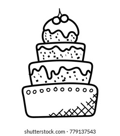 
Doodle icon of a big party cake
