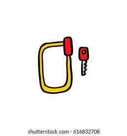 doodle icon. bike lock. vector illustration