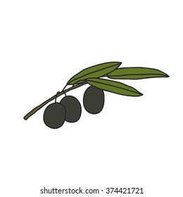 doodle icon. black olive. vector illustration