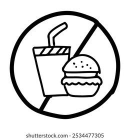 Doodle Icon of Bringing food into the toilet is prohibited