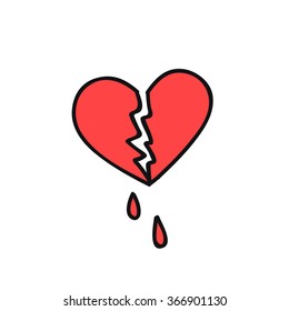 doodle icon. broken heart. vector illustration