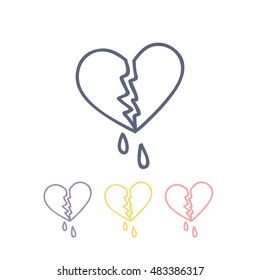 doodle icon. broken heart. vector illustration