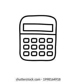 Doodle icon calculator, calculating machine, vector illustration.